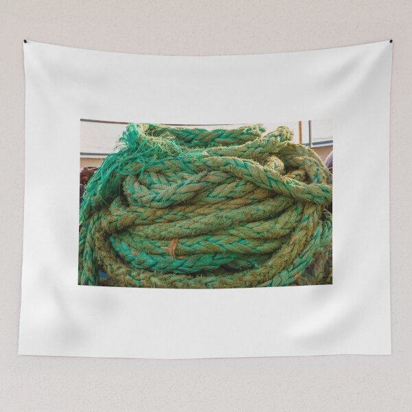 Item preview, Coiled Green Mooring Rope On Fishing Boat Deck With Frayed Fibers And Nautical Texture designed and sold by Nmallia.