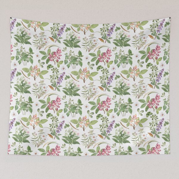 Item preview, Watercolor Botanical Pattern on White designed and sold by Flowersforbear.