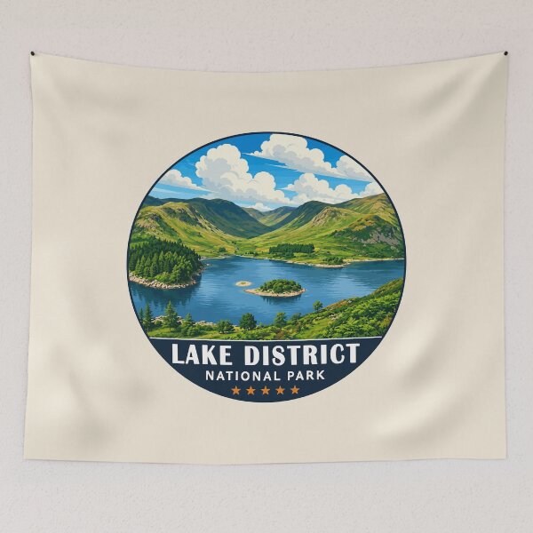 Item preview, Lake District National Park Vintage Mountain & Lake Landscape designed and sold by Gideon Emmerich.