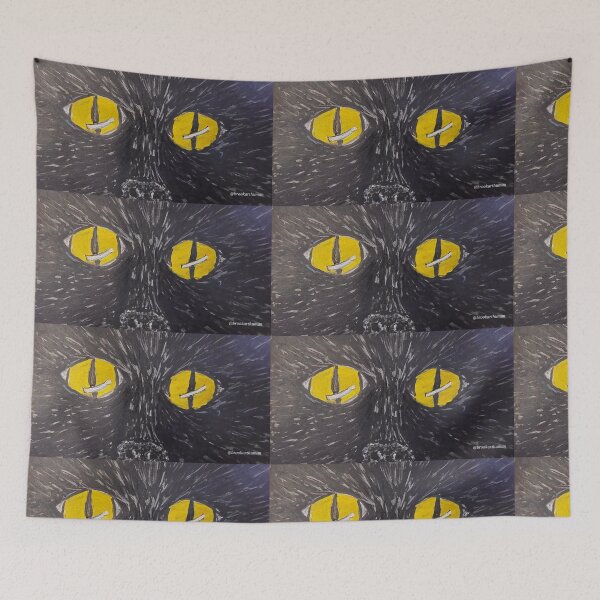 Item preview, Black Cat with Yellow Eyes doodle designed and sold by DancingCreek.