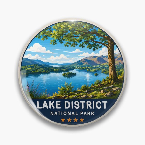Item preview, Lake District National Park Vintage Mountain & Lake Landscape designed and sold by Gideon Emmerich.