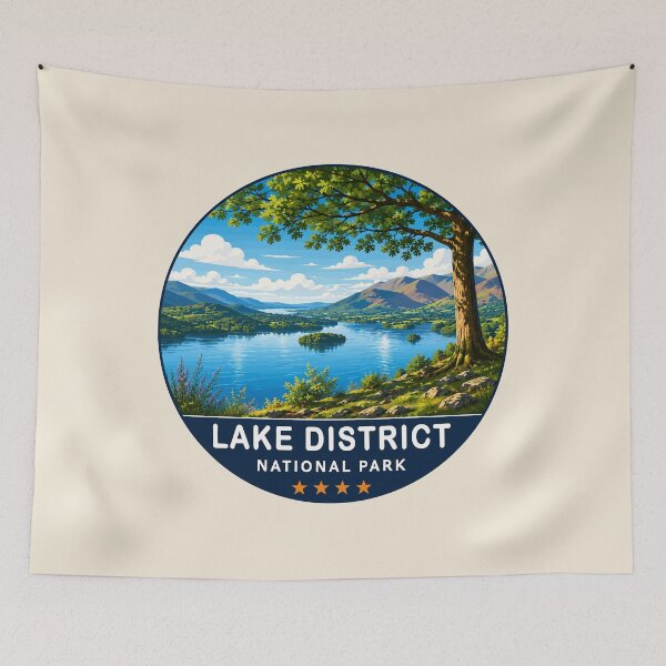 Item preview, Lake District National Park Vintage Mountain & Lake Landscape designed and sold by Gideon Emmerich.