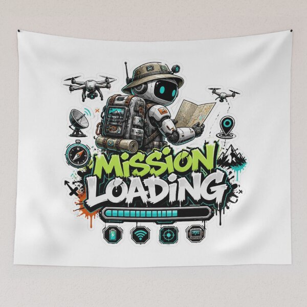 Item preview, MISSION LOADING Graffiti Sticker PNG | Futuristic Robot Gaming Sticker | Cyberpunk Tech Vinyl Decal | Sci-Fi Laptop, Water Bottle & Journal Sticker designed and sold by Stylestickers55.