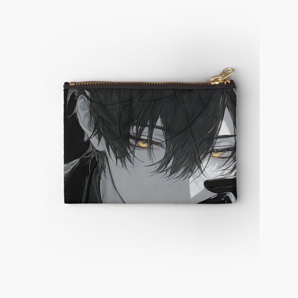 Item preview, Monochrome Anime Male in Leather Gloves with Golden Eyes designed and sold by Sergii Davydenko.