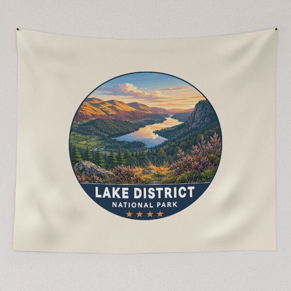 Item preview, Lake District National Park Vintage Mountain & Lake Landscape designed and sold by Gideon Emmerich.