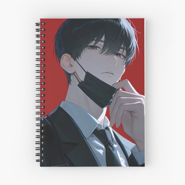 Item preview, Handsome Anime Agent in Suit Pulling Down Face Mask designed and sold by Sergii Davydenko.