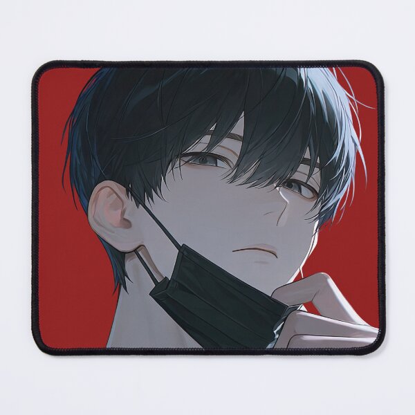 Item preview, Handsome Anime Agent in Suit Pulling Down Face Mask designed and sold by Sergii Davydenko.
