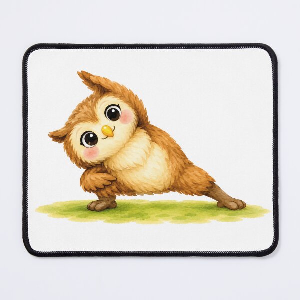 Item preview, Extended Side Angle Pose Owl Yoga Watercolor Print designed and sold by YogiAnimalArt.