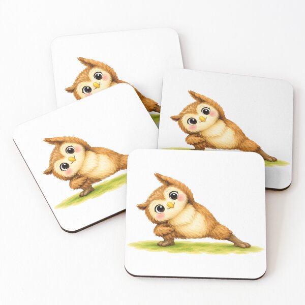 Item preview, Extended Side Angle Pose Owl Yoga Watercolor Print designed and sold by YogiAnimalArt.