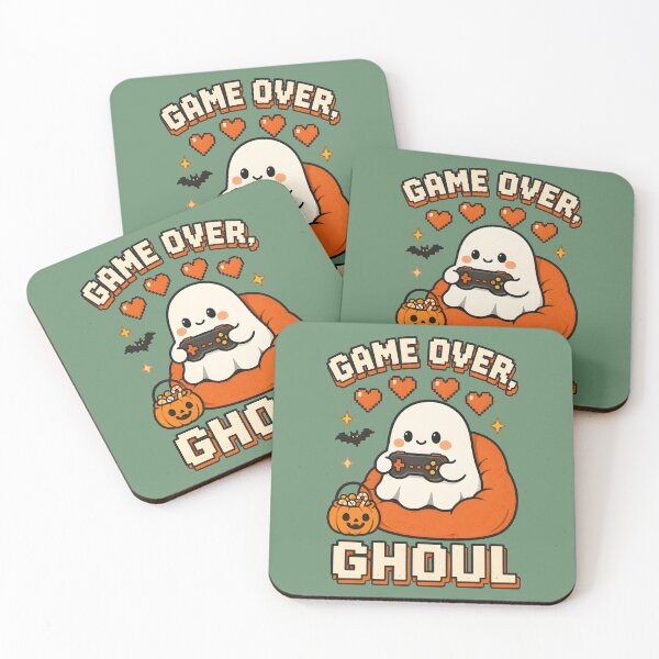 Item preview, Game Over, Ghoul Cute Ghost Gamer Retro Gaming Halloween Pixel Art Design designed and sold by  MAD's Recreation Studio.