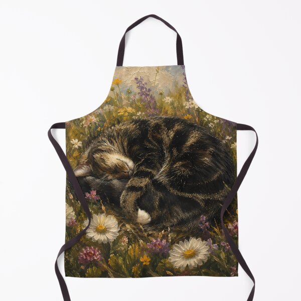 Item preview, Sleeping Tabby Cat Curled in Wildflower Meadow Oil Painting designed and sold by SellingWSarah17.