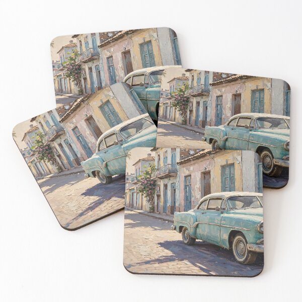 Item preview, Vintage Cuban Street Classic Car Oil Painting designed and sold by Jozefin's Studio.