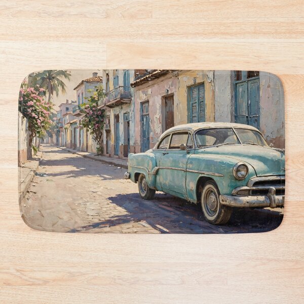 Item preview, Vintage Cuban Street Classic Car Oil Painting designed and sold by Jozefin's Studio.