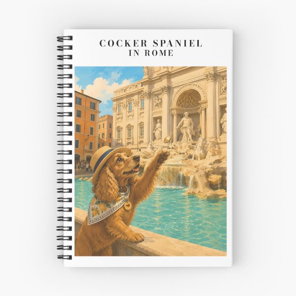 Item preview, Cocker Spaniel throwing a coin into the Trevi Fountain designed and sold by Nomad-Paws.