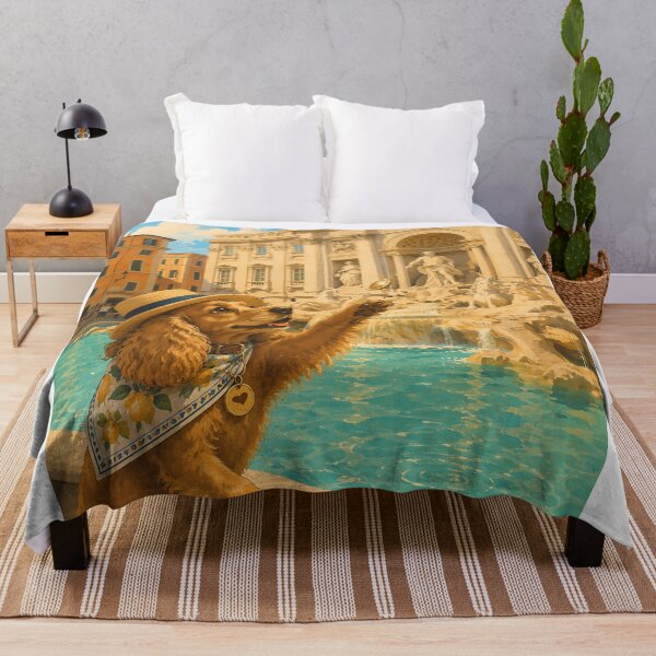 Item preview, Cocker Spaniel throwing a coin into the Trevi Fountain designed and sold by Nomad-Paws.
