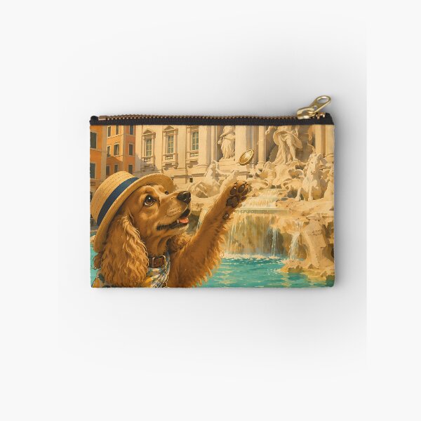 Item preview, Cocker Spaniel throwing a coin into the Trevi Fountain designed and sold by Nomad-Paws.