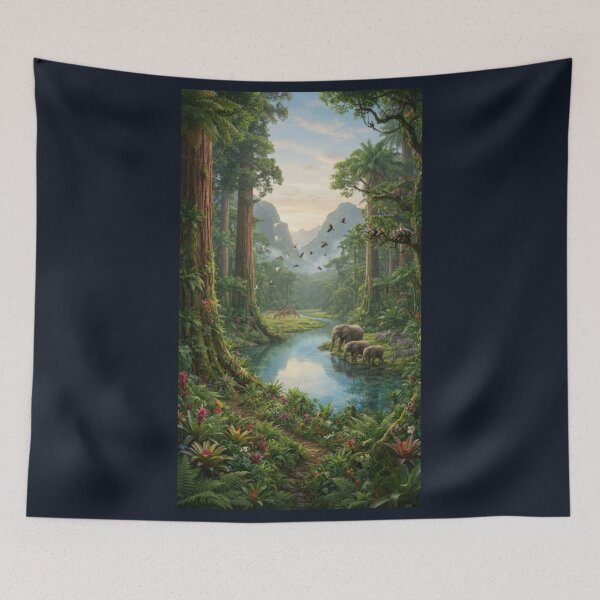 Item preview, Lush Tropical Rainforest Wildlife Landscape designed and sold by  Color & Form.