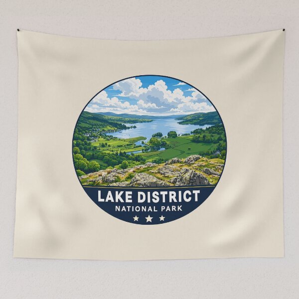 Item preview, Lake District National Park Vintage Mountain & Lake Landscape designed and sold by Gideon Emmerich.