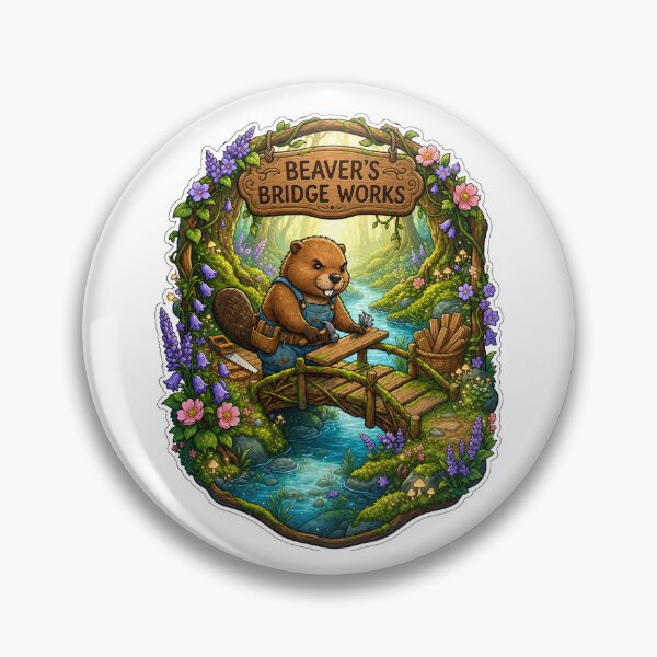 Item preview, Beaver's Bridge Works | Whimsical Beaver Builder | Woodland Bridge Carpenter | Cottagecore Forest Craftsman | Enchanted Nature Art designed and sold by MrDev.