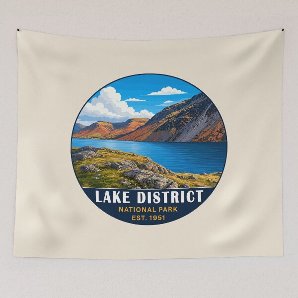 Item preview, Lake District National Park Vintage Mountain & Lake Landscape designed and sold by Gideon Emmerich.