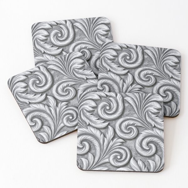 Item preview, White Baroque Floral Relief Art designed and sold by Piotrek0001.