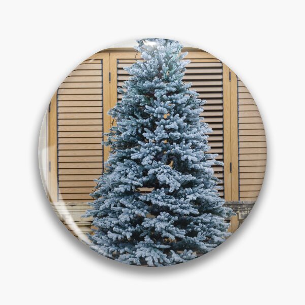 Item preview, Flocked Christmas Tree Decorated Outside Classic Stone Balcony With Wooden Shutters On Winter Day designed and sold by Nmallia.