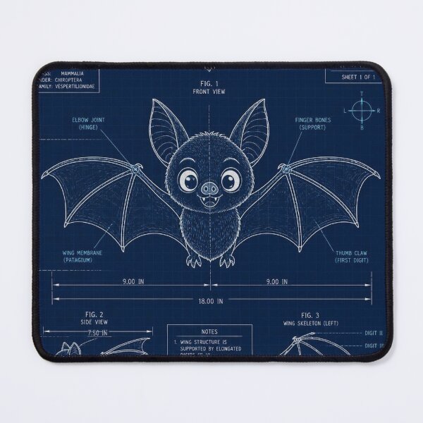 Item preview, Blueprint Bat Kids Halloween Shirt, Technical Diagram Tee designed and sold by SunnyDesign82.
