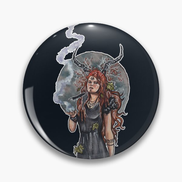 Item preview, Forest Druid Priestess Pagan Witch Horned Moon Watercolor designed and sold by esmavart.