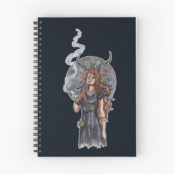 Item preview, Forest Druid Priestess Pagan Witch Horned Moon Watercolor designed and sold by esmavart.