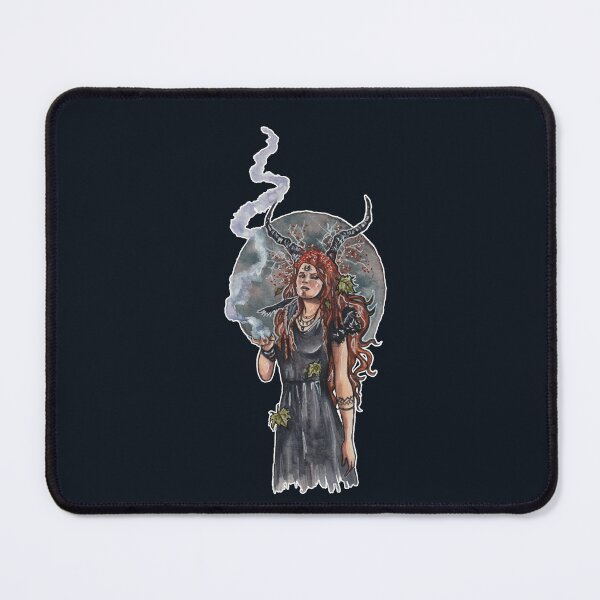 Item preview, Forest Druid Priestess Pagan Witch Horned Moon Watercolor designed and sold by esmavart.