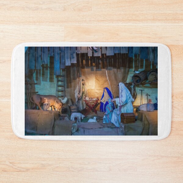 Item preview, Traditional Nativity Scene With Mary Joseph and Baby Jesus in a Manger Inside a Rustic Stable designed and sold by Nmallia.