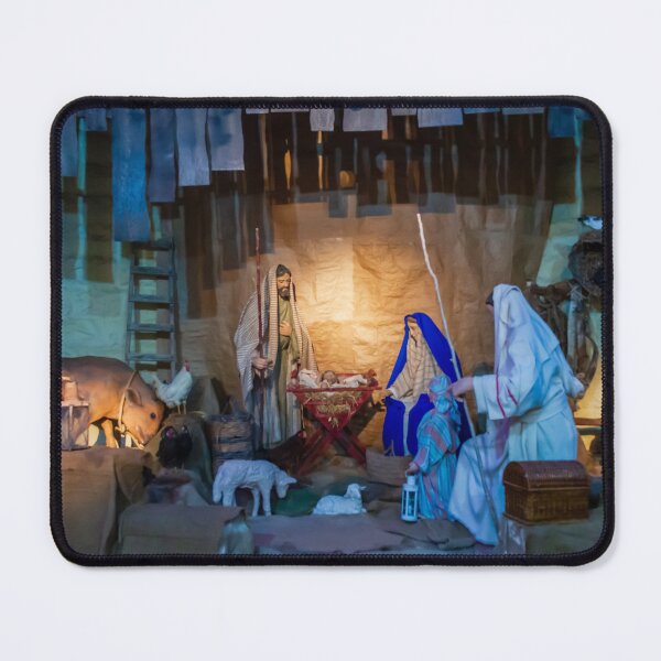 Item preview, Traditional Nativity Scene With Mary Joseph and Baby Jesus in a Manger Inside a Rustic Stable designed and sold by Nmallia.