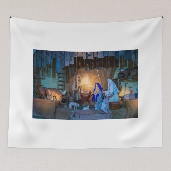 Item preview, Traditional Nativity Scene With Mary Joseph and Baby Jesus in a Manger Inside a Rustic Stable designed and sold by Nmallia.