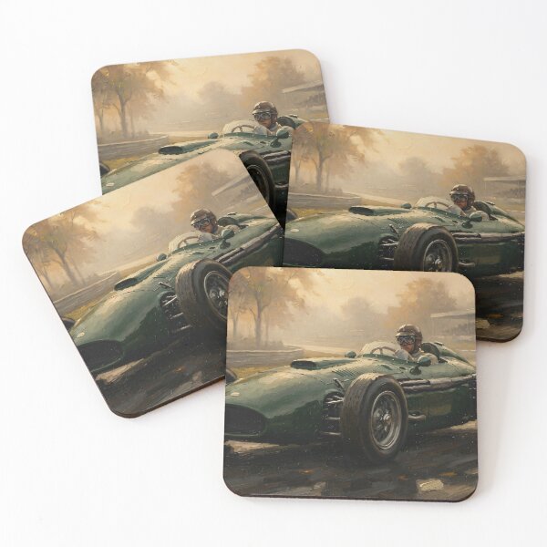Item preview, Vintage Formula One Racing Car Oil Painting designed and sold by Jozefin's Studio.