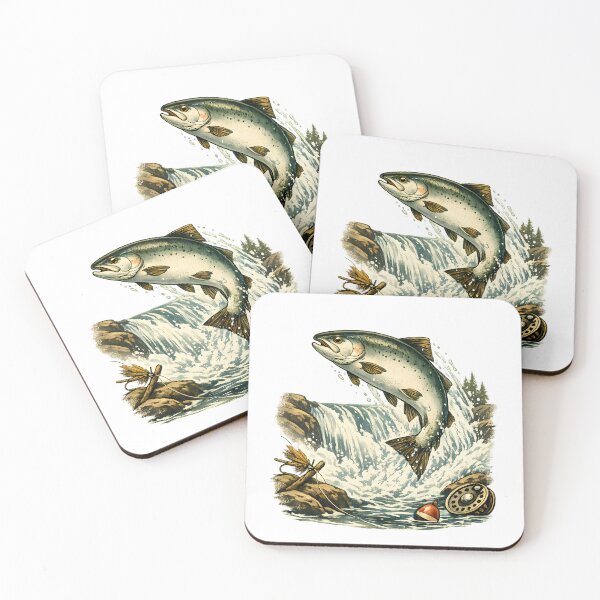 Item preview, Salmon leaping upstream in a waterfall designed and sold by Daily Quirk.