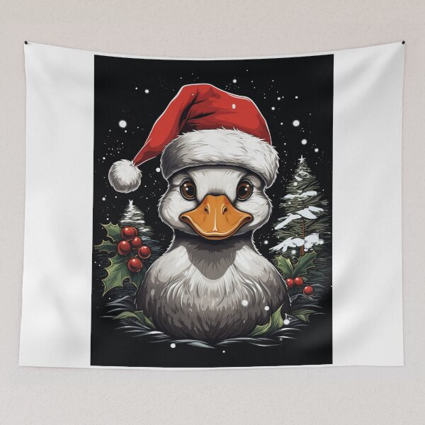 Item preview, Cute Christmas Duck Wearing a Santa Hat in a Winter Wonderland designed and sold by kennmasrtala13.