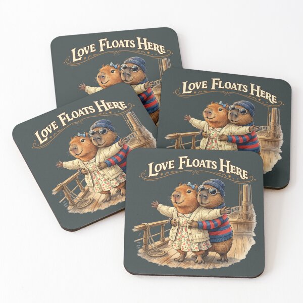 Item preview, Love Floats Here Capybara Couple Shirt | Romantic Watercolor Capybara Sailing Sunset Gift designed and sold by HOUSE OF TIST.