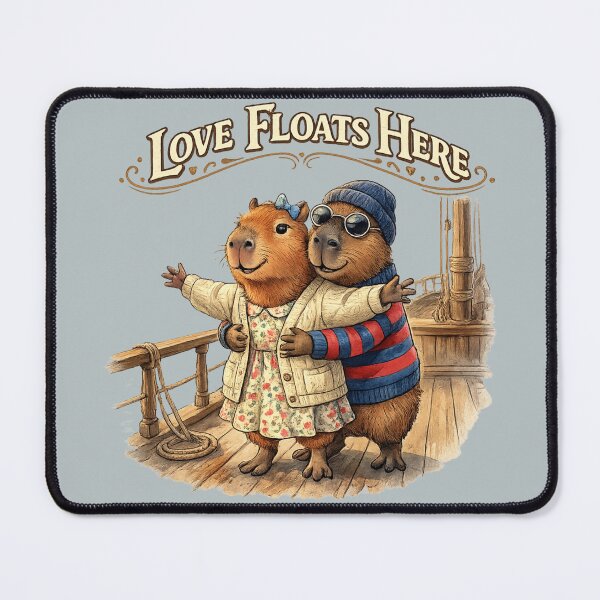 Item preview, Love Floats Here Capybara Couple Shirt | Romantic Watercolor Capybara Sailing Sunset Gift designed and sold by HOUSE OF TIST.