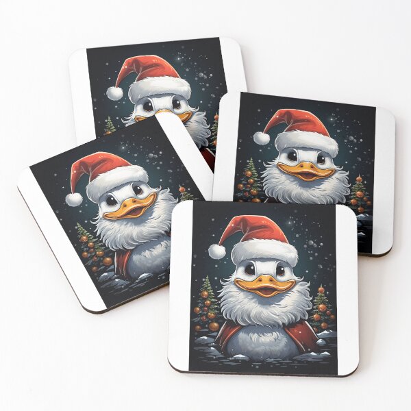 Item preview, Adorable Christmas Duck in Santa Hat with Snowy Winter Night designed and sold by kennmasrtala13.