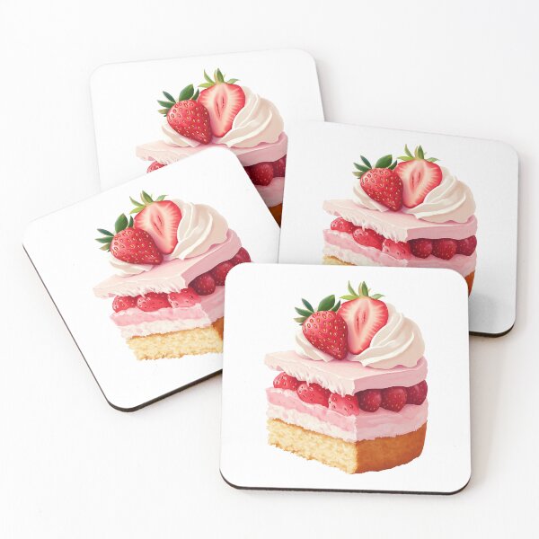 Item preview, Cute Strawberry Cake Slice Dessert Kawaii Food Illustration designed and sold by sunnivamla.