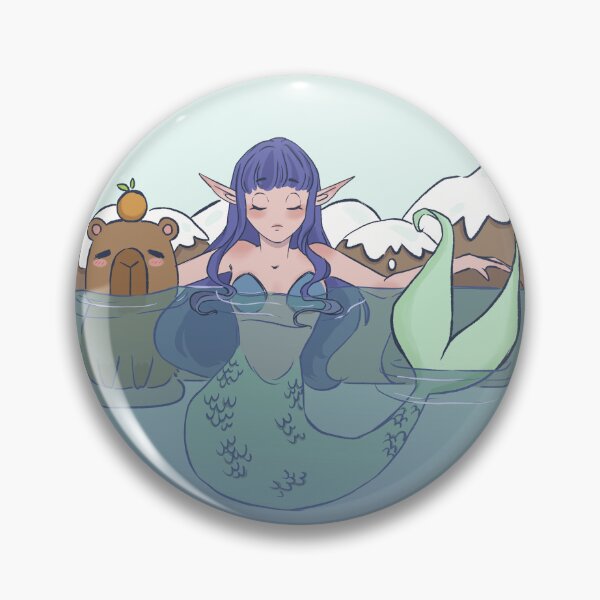 Item preview, Cozy Mermaid & Capybara Hot Spring designed and sold by Gretchel-art.