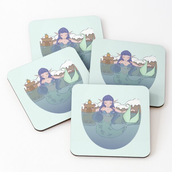 Item preview, Cozy Mermaid & Capybara Hot Spring designed and sold by Gretchel-art.