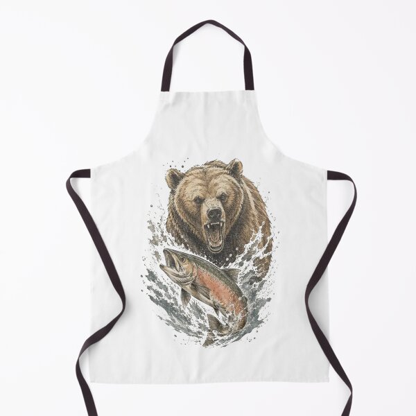 Item preview, Retro Grizzly Bear Salmon designed and sold by Gbriel3.