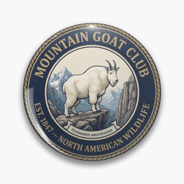 Artikelvorschau, Vintage-Abzeichen des Mountain Goat Clubs – Nordamerikanische Wildtiere entworfen und verkauft von CalmCapy Co.