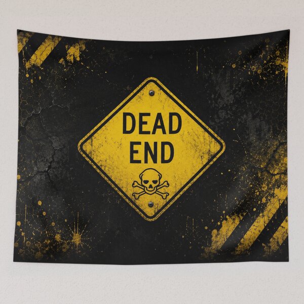 Item preview, Dead End Warning Sign | Grunge Industrial Skull Graphic designed and sold by Fei Long Design Hub.