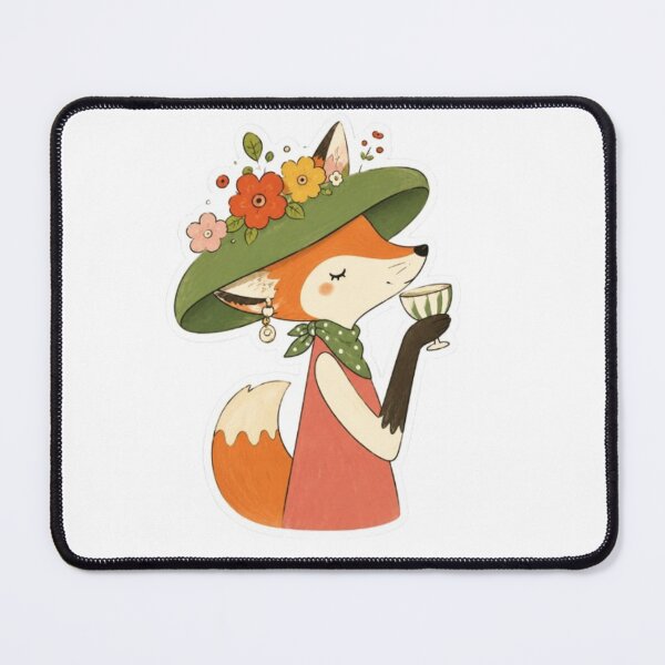Item preview, Elegant Fox Lady with Floral Hat designed and sold by Snurly.