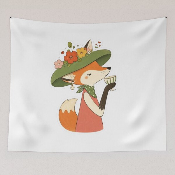 Item preview, Elegant Fox Lady with Floral Hat designed and sold by Snurly.