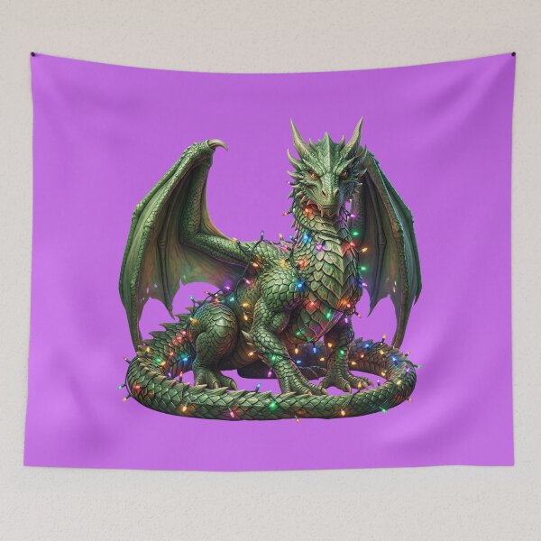 Item preview, Cute Christmas Dragon with Tree Lights designed and sold by Utopian-Magic.