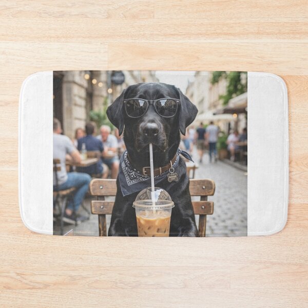 Item preview, Cool Black Lab Dog Iced Coffee Street Cafe designed and sold by raedattia.