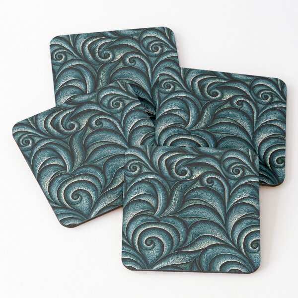 Item preview, Deep Sea Teal Floral Relief Art designed and sold by Piotrek0001.